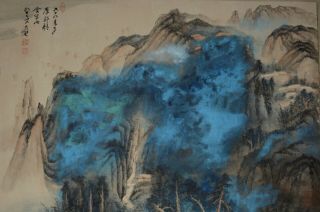 Chinese Scroll Painting By Zhang Daqian P:0112张大千泼彩山水