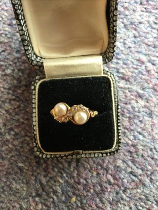 Antique Victorian 18ct Gold Diamond And Pearl Ring