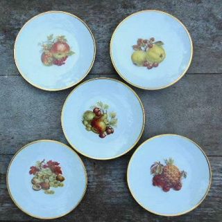 Vintage Set Of 5 Dessert Plates With Fruit Designs West Germany Bavaria 6.  75 Inc