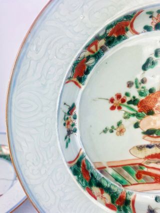 Kangxi Chinese Antique Porcelain Famille Verte Plates With Flowers 18th Century 3