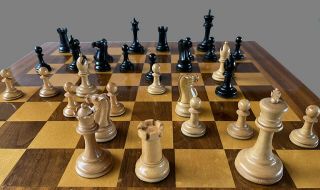 Antique Jaques Tournament Size Hybrid Chess Set
