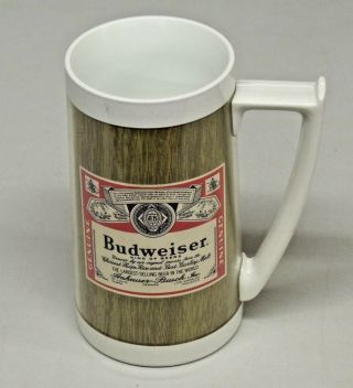 Vintage Budweiser Beer Plastic Insulated Mug Thermo - Serv By West Bend