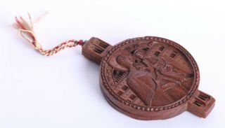 Antique Boxwood Carving Medallion Byzantine 17.  c. 6