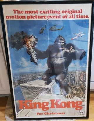 1976 King Kong Advance One Sheet Teaser Movie Poster 41x27 Signed