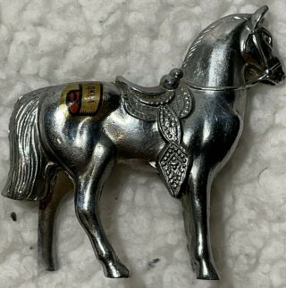 Vintage Horse Figurine Silver Plate Metal Souvenir Saddle Buffalo Ranch Afton Ok