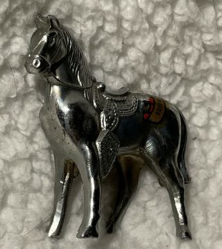 Vintage Horse Figurine Silver Plate Metal Souvenir Saddle Buffalo Ranch Afton Ok 2