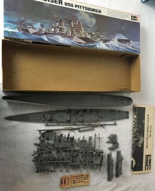 Vintage 1971 Revell Heavy Cruiser Uss Pittsburgh 16 " Long Hull H - 457 Complete