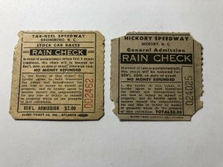 Vintage Race Ticket Stubs Tar - Heel Speedway & Hickory Speedway Stock Car Races