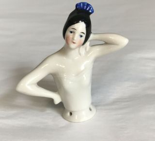 Vintage Germany Porcelain Half Doll Flapper Dancer Pincushion Figurine 5063