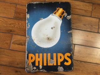 Antique Porcelain Advertising Sign Philips Light Bulb Langcat Bussum