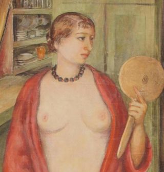Large 1925 FREDERICK BUCHHOLZ Post - Impressionist Nude Woman Portrait Painting NR 3