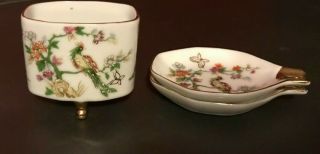 Vintage Japan? Collectable Porcelain Ashtray And Cigarette Holder