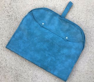 Vintage Faux Leather Vinyl Garment Bag Blue Turquoise 1960’s
