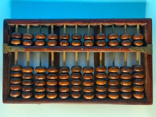 Great Chinese Carved Huanghuali Wood Antique Abacus Lotus Brand