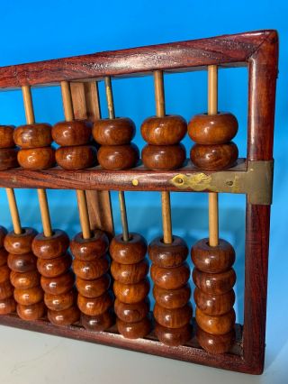 GREAT CHINESE CARVED HUANGHUALI WOOD ANTIQUE ABACUS LOTUS BRAND 3
