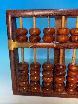GREAT CHINESE CARVED HUANGHUALI WOOD ANTIQUE ABACUS LOTUS BRAND 5