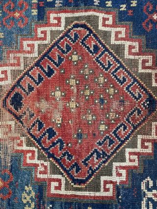 Antique Caucasian Handmade Rug 2x5’ Kazak