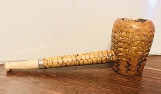 Vtg Irvin S Cobb H&B Toasted Broken In Corn Cob Pipe Wood Stem White Mouthpiece 2