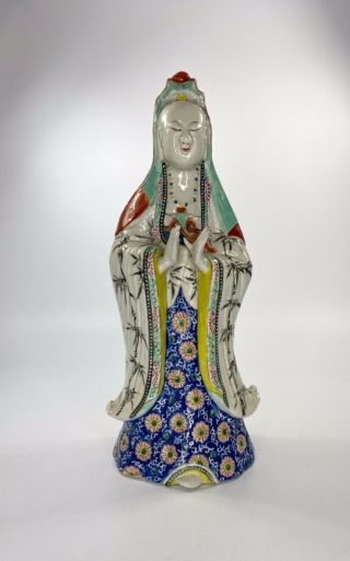 Chinese Large Porcelain Figure,  Guanyin,  C.  1830.  Qing Dynasty.