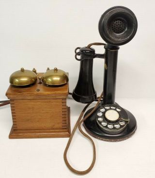Antique Western Electric Candlestick Telephone With 43f Western Electric Ringer