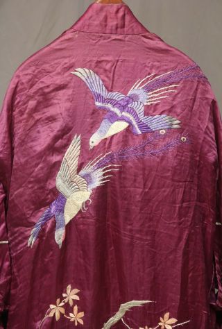 Antique Chinese Qing Dynasty Silk Embroidered Textile Jacket Robe