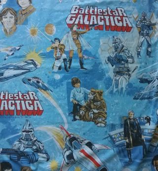 1978 Vintage Battlestar Galactica Twin Flat Sheet Fabric