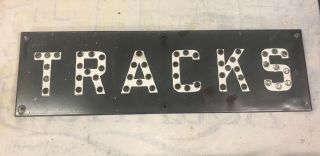 Antique Porcelain Tracks Railroad Sign With Glass Cats Eye Reflectors