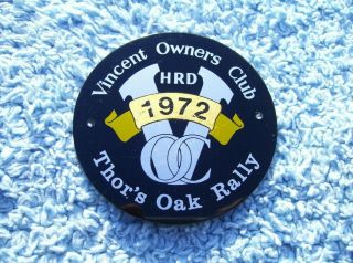 Vintage 1972 Vincent Owners Club Motorcycle Badge - Thor 