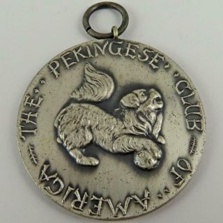 Vintage The Pekingese Club Of America Dog Show Prize Award Silver Medal