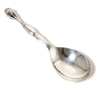 Big Massive Silver Serving Spoon.  Denmark,  Copenhagen,  Year 1924,  Georg Jensen