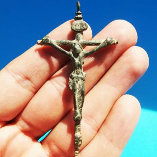 Awesome Antique Pirate Times Cross Old Blessed Virgin Mary Crucifix Pendant