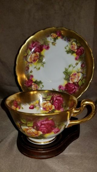 Vintage Royal Chelsea Golden Rose Teacup And Saucer.  England