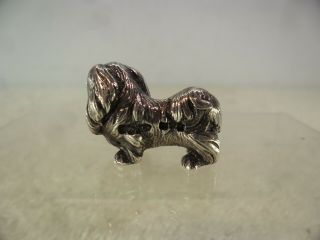 SAMPSON MORDAN Solid Silver Miniature Pekingese with Ruby Eyes,  Chester 1923 3