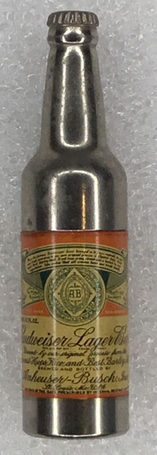 Vintage Budweiser Beer Bottle Shaped Lighter,  Pristine Label,  Gorgeous 2