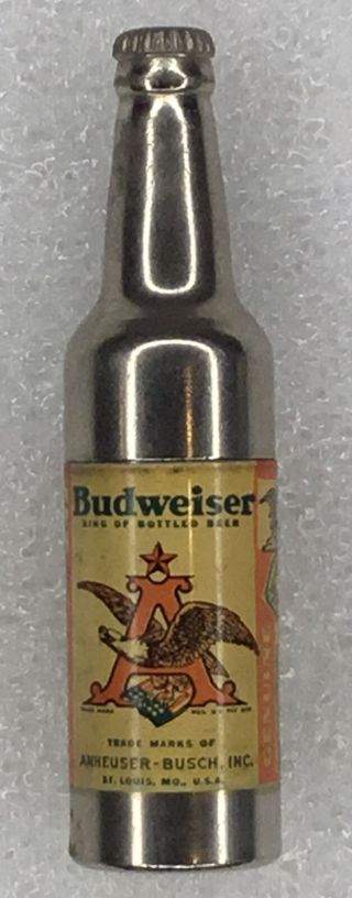 Vintage Budweiser Beer Bottle Shaped Lighter,  Pristine Label,  Gorgeous 3