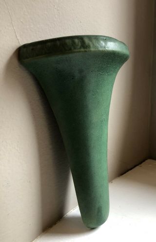 Vintage Matte Green Arts And Crafts Wall Pocket Vase