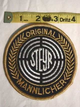 Vintage Steyr Arms Mannlicher Large 4x4 Gold N Black Patch Collectible