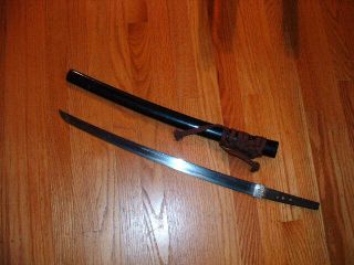 [sf029] Japanese Samurai Sword: Mumei Wakizashi With Saya