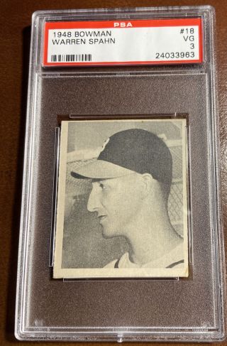 1948 Bowman 18 Warren Spahn Rookie - Psa 3 Vg Boston Braves Hall Of Fame