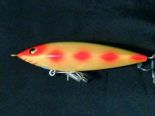 Vintage Heddon Wood Glass Eyes Swimming Minnow Fishing Lure Awesome Color