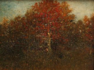 19thC Antique JOHN IRWIN American Impressionist Autumn Landscape Oil Painting NR 3