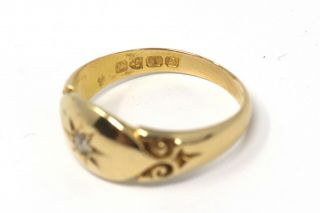 A Heavy Antique Edwardian C1905 18ct Yellow Gold Diamond Single Stone Ring 3