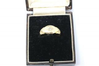 A Heavy Antique Edwardian C1905 18ct Yellow Gold Diamond Single Stone Ring 6