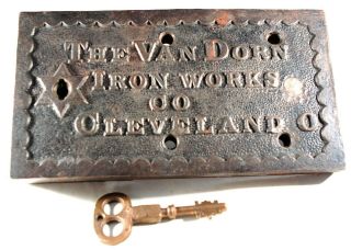 Antique Jail Cell Door Lock Van Dorn Cleveland Prison Old W/ Key
