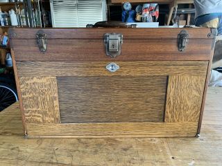 Antique H.  Gerstner & Sons Model 052 Wooden Machinist Tool Box 11 Drawer
