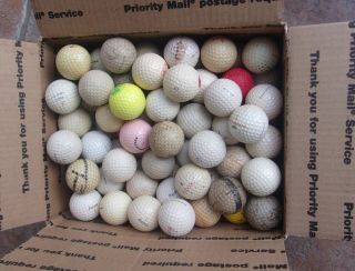 Box Of 117 Antique Vintage Golf Balls