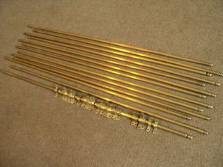 Set Of 13 Vintage Solid Stair Rods And Brackets