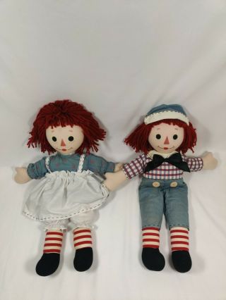 Vintage Handmade 18 Inch Raggedy Ann And Andy Dolls