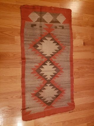 Antique Native American Navajo ? Rug Throw Textile Early 1900s 49x 29 L@@k