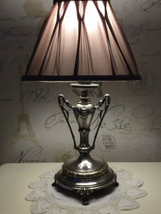 Antique Art Nouveau Wmf Lamp.  Silver Plated.